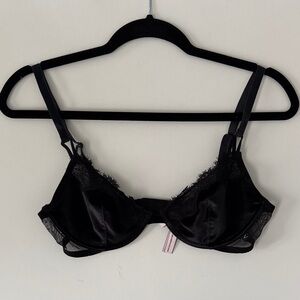 Victoria's Secret Bra Velvet Black Sexy Size 36C GothCore Demi